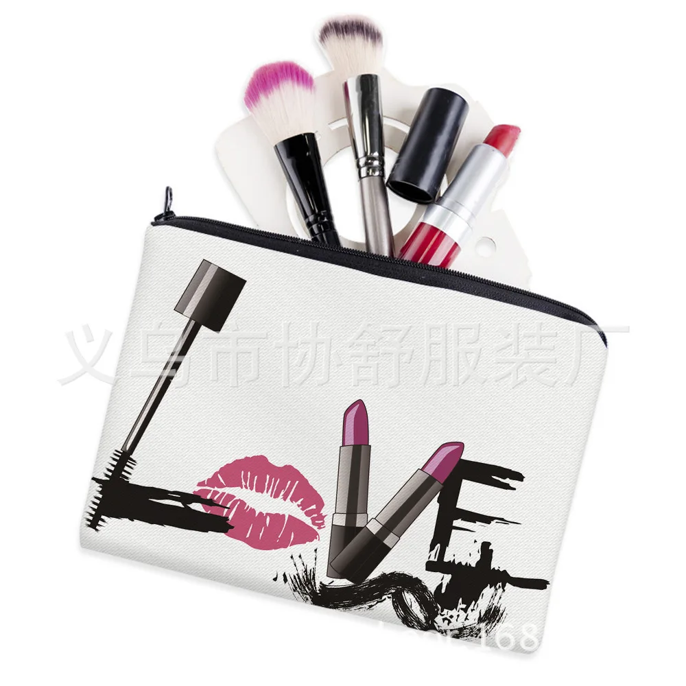 

Amazon Cross-Border New Style LOVE Eyelash Brush 3D Printed Makeup Bag Clutch WOMEN'S Storage Multi-functional Pencil Case