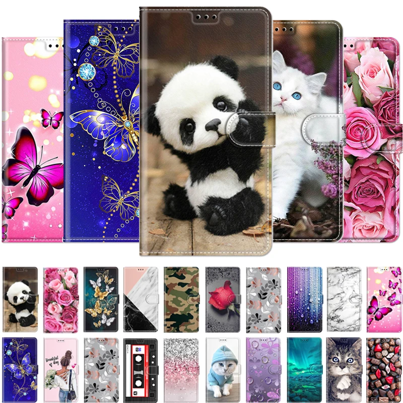 For Redmi 9A Painted Leather Flip Phone Case For Xiaomi Redmi 9A M2006C3LG M2006C3LI Wallet Card Holder Stand Book Cover Cases