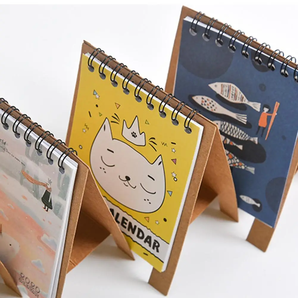 New Year Kawaii Cartoon Table Calendar Mini Table Desk Calendar Agenda Organizer Planner Book Calendar