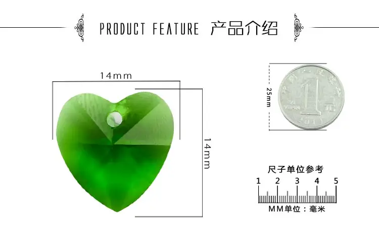 10/14 мм с австрийскими кристаллами в форме сердца зеленый бисер, лэмпворк Стекло граненые свободные бусины для создания ювелирных изделий кулон оптом
