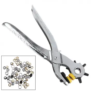 

8 Inch Multifunction Leather Belt Hole Puncher Punch Plier with 75 Eyelets and Snaps
