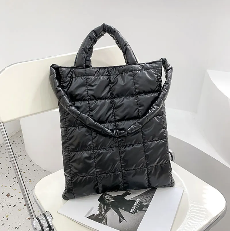 

2021 роскошные дизайнерские женские сумки через плечо, нейлоновая клетчатая пушистая Сумка-тоут, женские повседневные сумки с верхними ручками