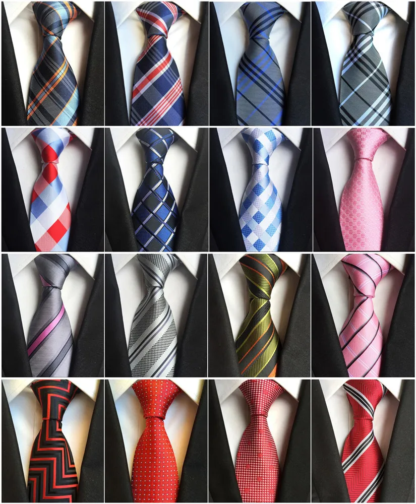 

HOT Classic 100% Silk Men's Ties Neck Ties 8cm Plaid Striped Ties for Men Formal Business Luxury Wedding Party Neckties Gravatas