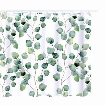 

Shower Curtain 3D Printing Waterproof Green Plants Flower Curtain Washable Fabric Shower Curtain Bathroom 180x180cm