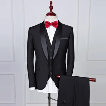 

Men Clothes Men's Suits Business Career Solid Color Body Suits Groom Best Wedding Dress Men Suit Three-piece Set