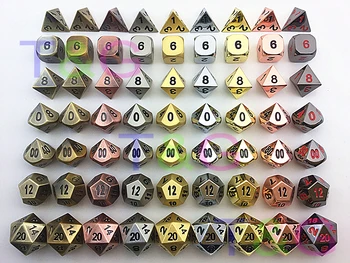 

TOP Quality Hot Metal Dice set d4 d6 d8 d10 d12 d20 for Board Games Rpg Dados jogos dnd with boxes gift toy
