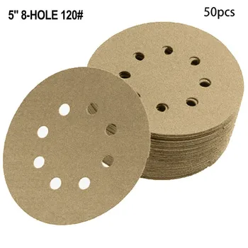 

50-Pack for Sander Power Tools Accessories 722 5-Inch 8-Hole 120-Grit Dustless Hook and Loop Sanding Discs