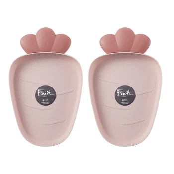 

2pcs Desktop Radish Shape PP Large Capacity Fruit Tray Home Snack Storage Organizer Anti Slip Cute Easy Clean Food Plate Kitchen