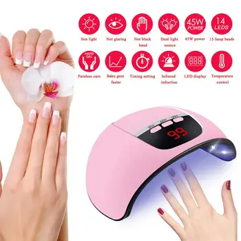 

45W Nail Dryer LED Lamp 18 Lamp Beads UV Light For Nails Polish Gel Machine Electric Manicure Intelligent Induction Nail Machine