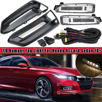

LED Front Bumper Fog Lights Lamps with Fog Light Covers with Bezel Harness with switch For Honda for Accord Sedan 2018 2019+