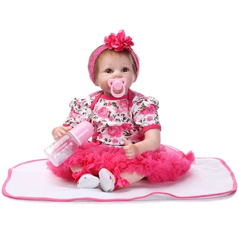 

55cm Newborn Reborn Baby Dolls and doll clothes Silicone Cute Soft Babies playmate Doll gifts For kids photography props