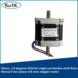 Nema23 two-phase 4/6 wire stepper motor 56mm high torque 1.8 degree1.2Nm3A single and double shaft 8mm hybrid motor
