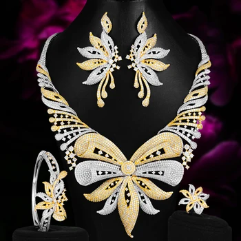 

GODKI Big Luxury 4PCS Butterfly African Jewelry set For Women Wedding Party Cubic Zircon Indian Dubai Bridal Jewelry Sets 2020