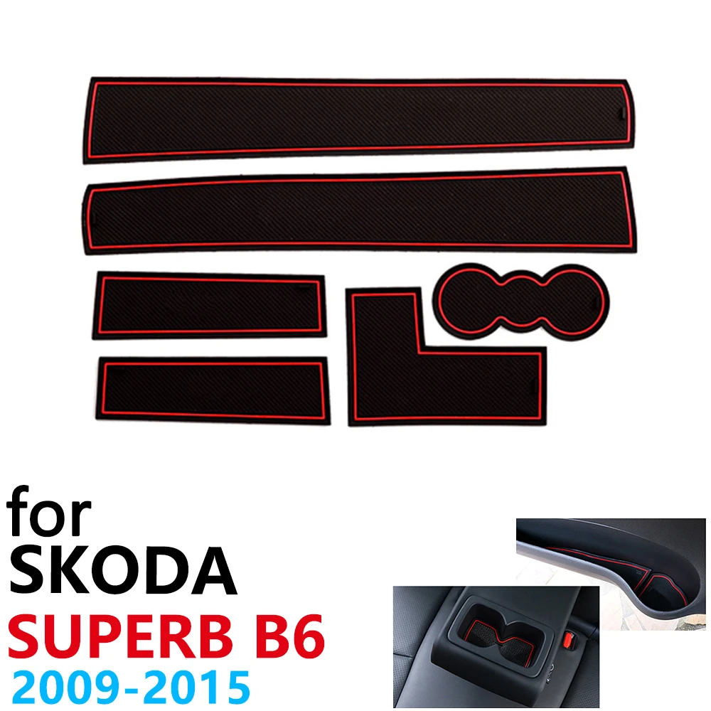 Противоскользящий резиновый коврик для чашки дверной паз Skoda Superb 2 B6 MK2 Comib 2009 ~ 2015