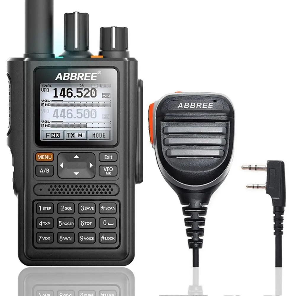 ABBREE AR-F8 gps 6 полос(136-520 МГц) 8 Вт 999CH VOX DTMF SOS lcd цветной дисплей Любительская ветчина двухсторонняя рация - Цвет: add speaker