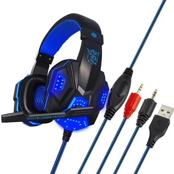 

3.5mm Wired Pro Gaming Headset Stereo Bass Surround LED Wired Headphones for PC PS4 PS5 Gamer With Mic