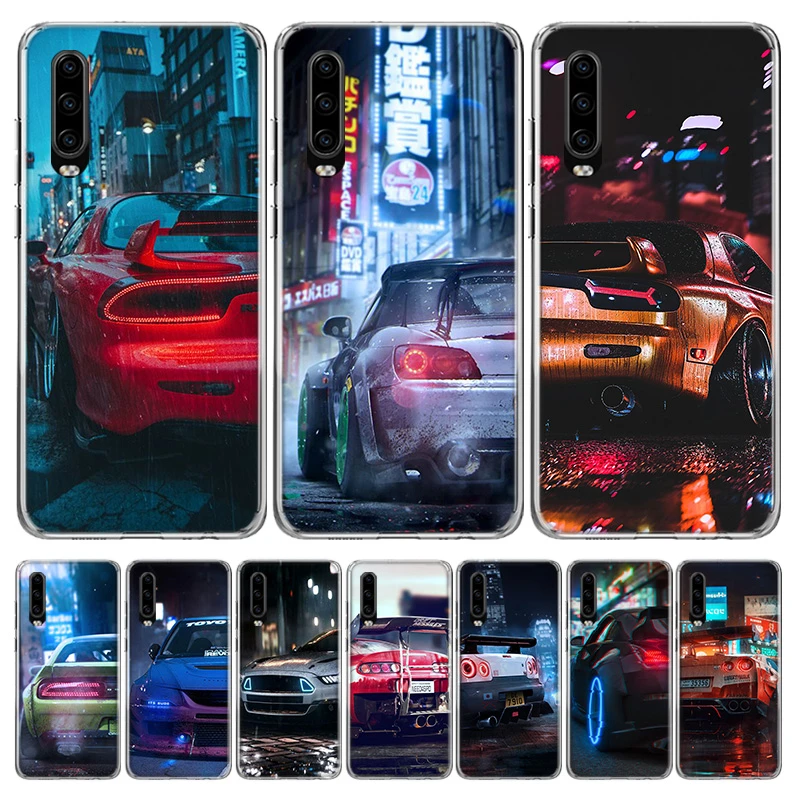 Sport Car Drift Jdm Japan Phone Case For Huawei P30 Lite P P40 P50 Mate 40 30 10 Pro Luxury Clear Print Shell Coque Phone Case Covers Aliexpress