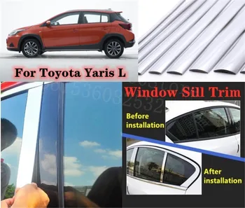 

Puou high-quality Car Full Window Pillar Trim Cover Stainless Steel Chrome Decoration For Toyota Yaris L 2014-2016 Car Styling
