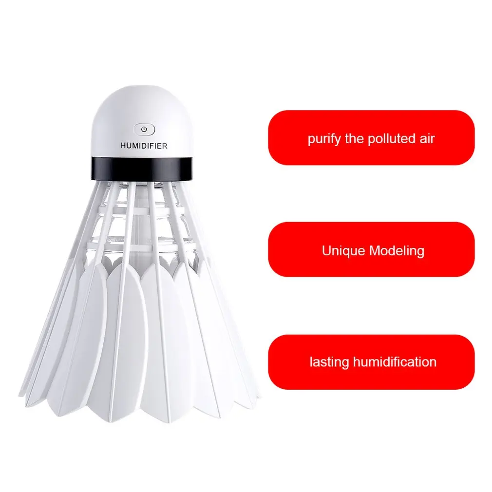 

Badminton Breathing Lamp Humidifier New USB Powered Mini-Car Humidifier Ultrasonic Air Humidification