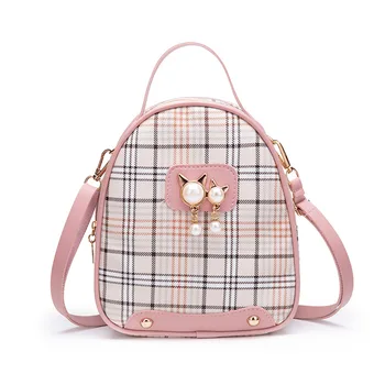 

2020 Fashion Women Bag PU Leather Korean Mini Messenger Bag Zipper Plaid Handbag Small Shoulder Bag Hipster Cute Mini Bag