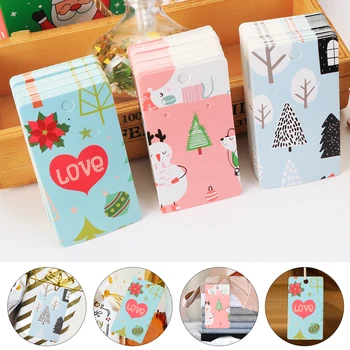 

2021 New Year Xmas Hanging Tags 100PCS Christmas Lables Paper Card Jewelry Tool Christmas Ornament Earring Display Cards Cardboa