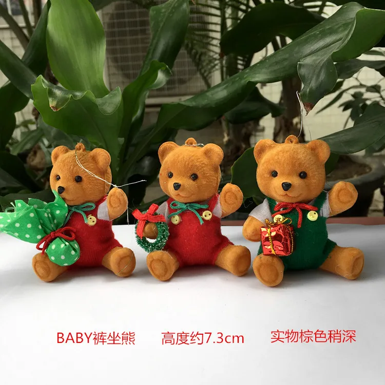 

3pcs/lot cute plush dolls bear Christmas Tree decorations new year Hanging Ornament navidad Santa Claus bear toys gifts