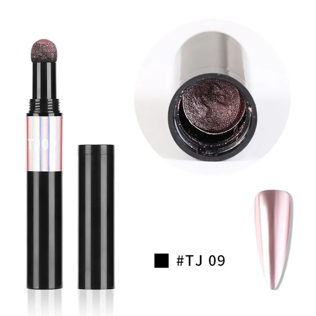Nail Art Glitter Mirror Powder Air Cushion Magic Pen  Effect Chrome Pigment For Decorations UV Gel Polish Dust Nail Decor TJ-09