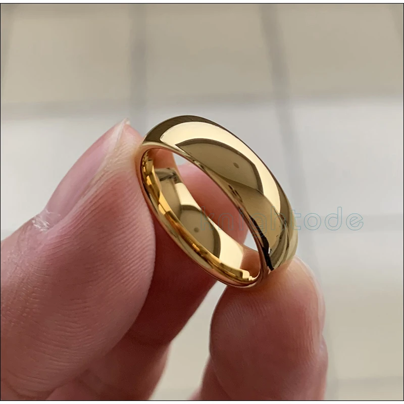 Классическое Золотое обручальное кольцо из карбида вольфрама, кольца для женщин и мужчин, обручальное кольцо, подарок, ювелирные изделия, полированная купольная лента, гравировка