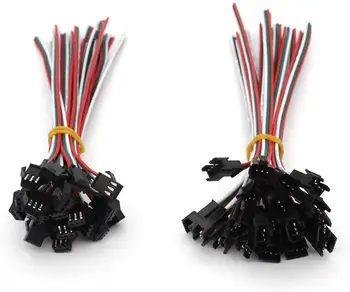 

20Pairs JST SM 3PIN 4PIN 5PIN Plug Male to Female 10cm Wire Cable Connector Adapter for WS2811 WS2812B LED Strip
