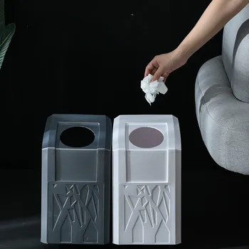 

Creative Waste Bin Home Corner Storage Bucket Pressing Open Garbage Can Kitchen Trash Recycle Bin With Classical Carving Dustbin
