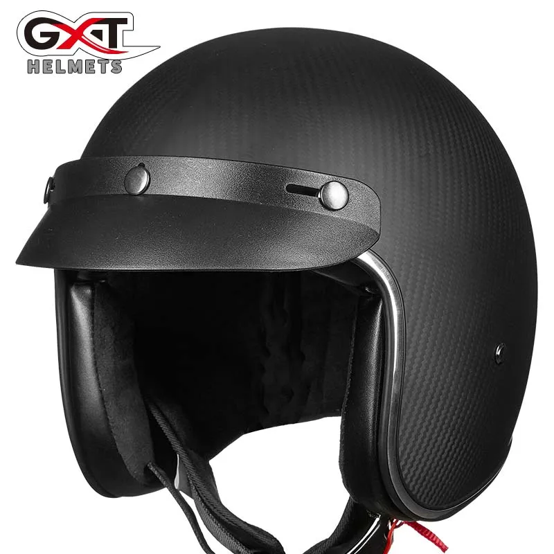Новинка, четыре сезона, с открытым лицом, Сертификация ECE GXT, оболочка из углеродного волокна, мотоциклетный шлем, мотоциклетный скутер, защитный шлем M, L, XL, XXL - Цвет: matte black