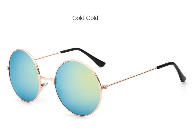 KUJUNY john lennon очки Ретро Круглый принц солнцезащитные очки винтажные круглые мужские женские светоотражающие солнцезащитные очки oculos de sol - Цвет линз: Gold