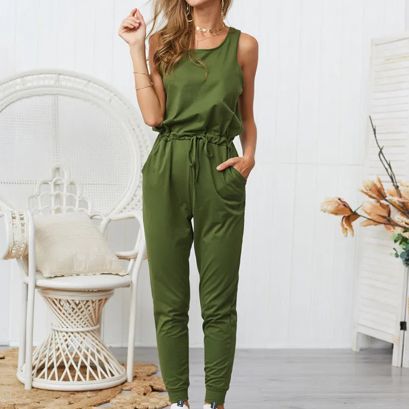 Jumpsuits Summer Women Casual Sleeveless Jumpsuit Pockets Lace Up Femme Bodysuit Trousers Beach Overalls Multicolor Playsuit Jumpsuits Summer Women Casual Sleeveless Jumpsuit Pockets Lace Up Femme Bodysuit Trousers Beach Overalls Multicolor Playsuit