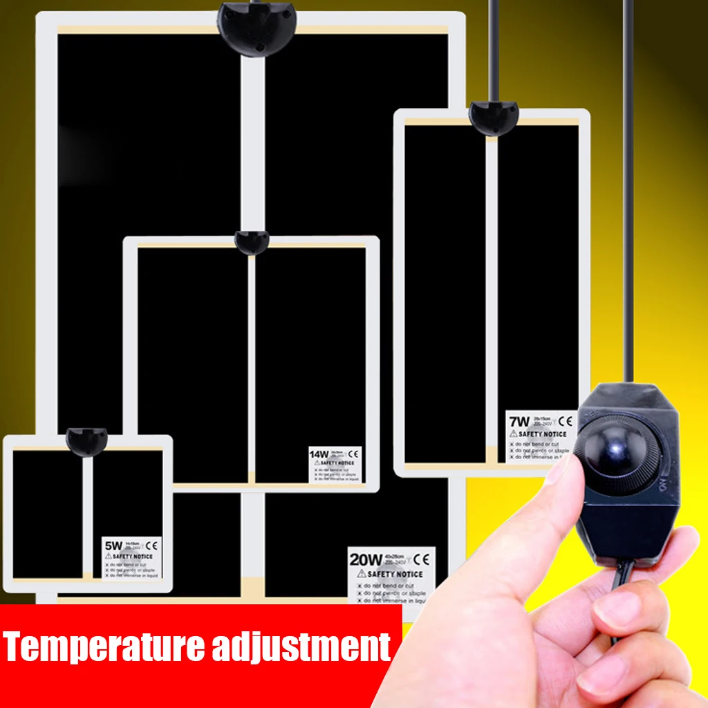 ЕС/США 5-28 Вт рептилий тепловой коврик для альпинизма ПЭТ Отопление подкладки с подогревом настраиваемый регулятор температуры коврики рептилий поставки