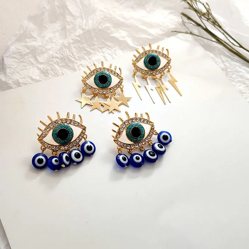 Flatfoosie Evil Eyes золотые Висячие серьги Хэллоуин новые модные Украшенные жемчужными бусинами массивные серьги для женщин и девушек вечерние ювелирные изделия