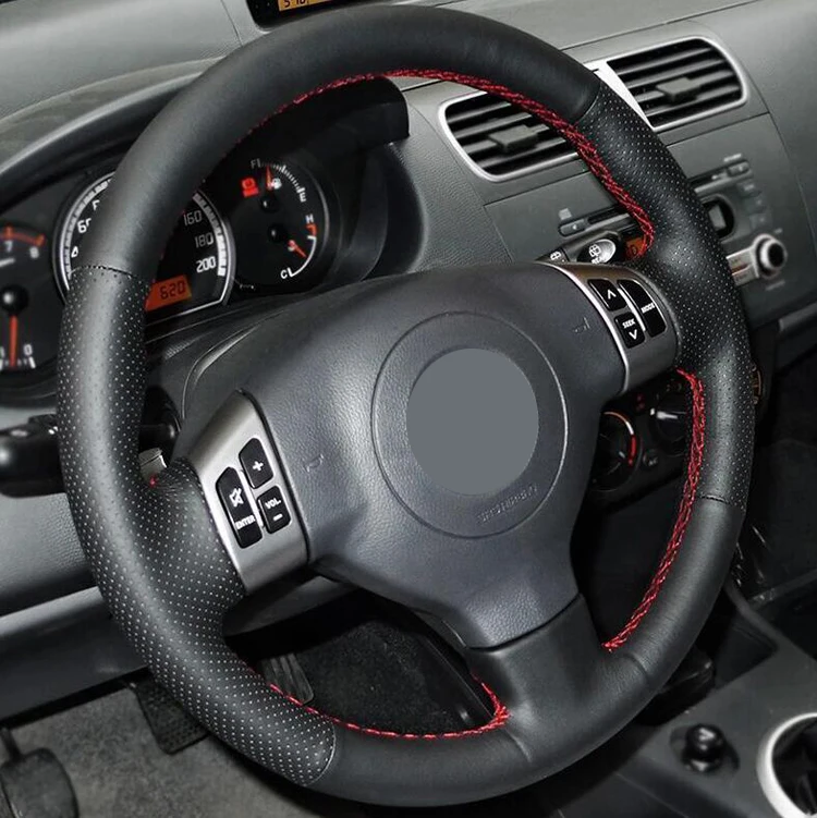 Черный кожаный прошитый вручную чехол рулевого колеса автомобиля для Suzuki SX4 Alto Old
