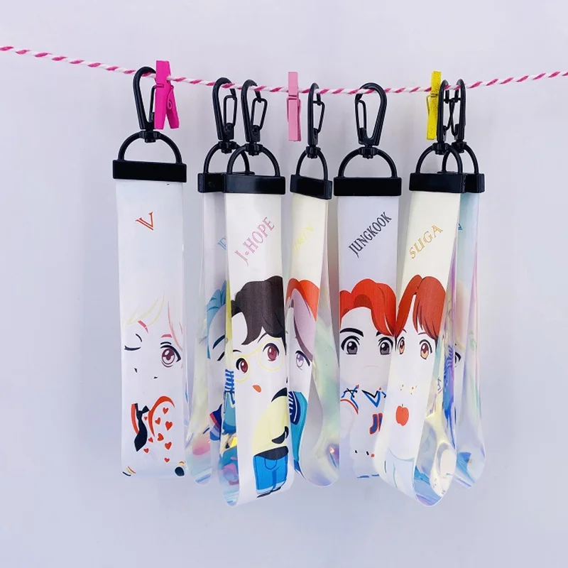 Kpop Мультяшные подвески, брелоки, подарок, лазерный ремешок v jungkook jimin rm suga jh jin