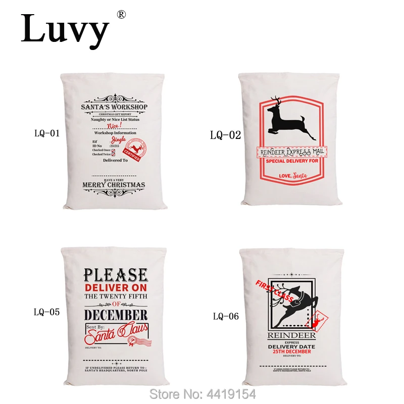 Luvy Санта мешки 20 шт Рождественский мешок 6 стилей горячие продажи вечерние дети холщевая сумка на шнурке Рождественский подарок большой Санта Клаус