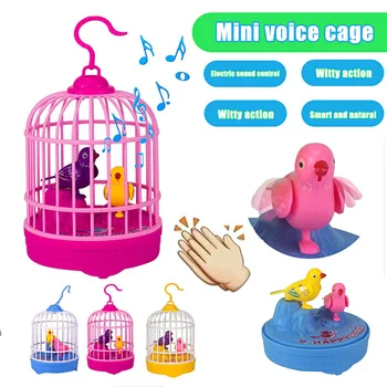 

Mini Induction Sound Control Bird Cage Electric Birds Children Toy Gifts S7JN