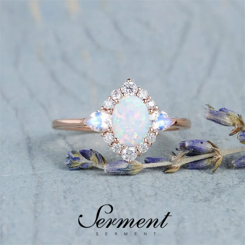 

SERMENT Fashion Simple Geometry Jewelry Accessories Rings White Crystal Lady Accessories Gilded Color Rings