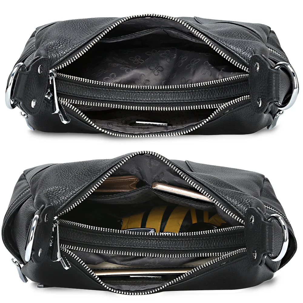 Zency 100% Genuine Leather Fashion Women Shoulder Bags High Quality Hobos Elegant Lady Tote Handbag Black Grey Crossbody Bags 6