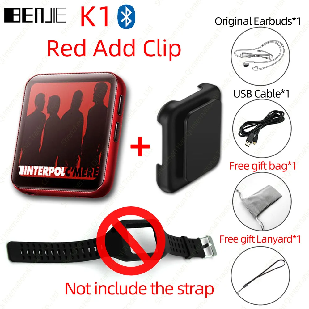 BENJIE K1 полный сенсорный экран Bluetooth MP3 плеер портативный аудио 8 ГБ 16 ГБ мини клип музыкальный плеер с fm-радио, рекордер, электронная книга - Color: Red