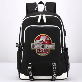 

2020 Jurassic Pony Dinosaurs Skull USB Headphone Jack Boy Girl School Bag Women Bagpack Teenagers Canvas Men Backpack Packsack