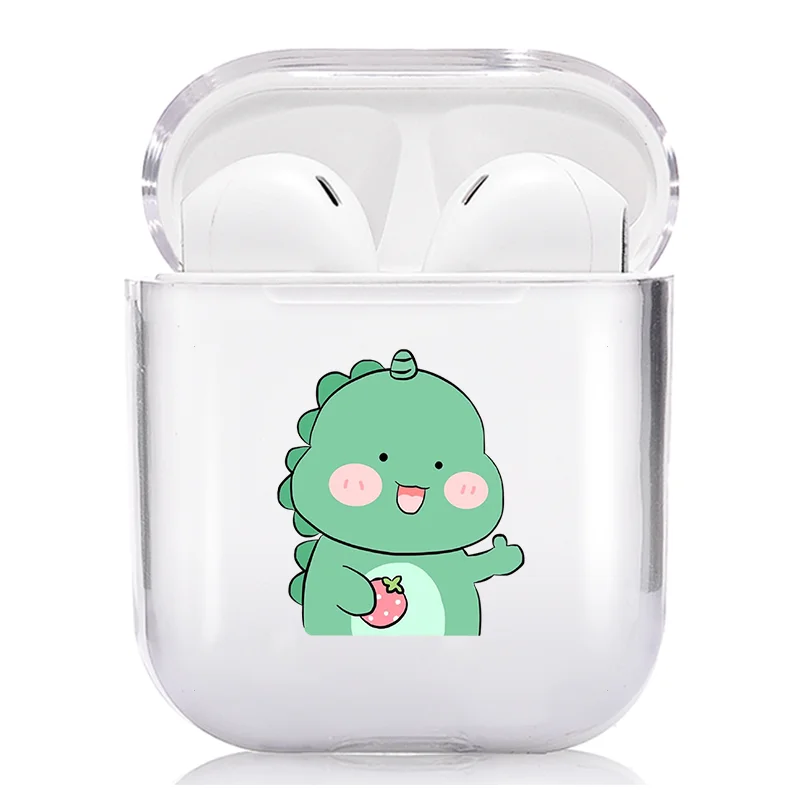 

Cute Dinosaur Earphone Soft TPU Case For Apple Airpods 2 1 For Air Pods 1 Clear Coque Covers For AirPod 2 Protective Soft Funda