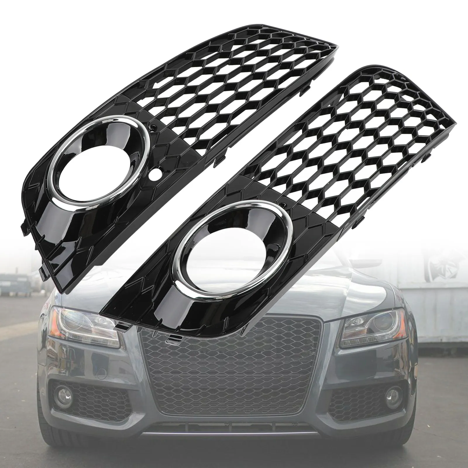 1 Pair Mesh Fog Light Open Vent Grill Intake Fit