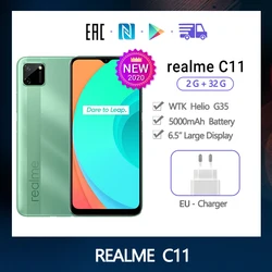 Realme C11 глобальная версия 2 Гб оперативной памяти, 32 Гб встроенной памяти, G35 5000 мА/ч, Батарея 13MP большой экран Двойная камера AI официальная рус...
