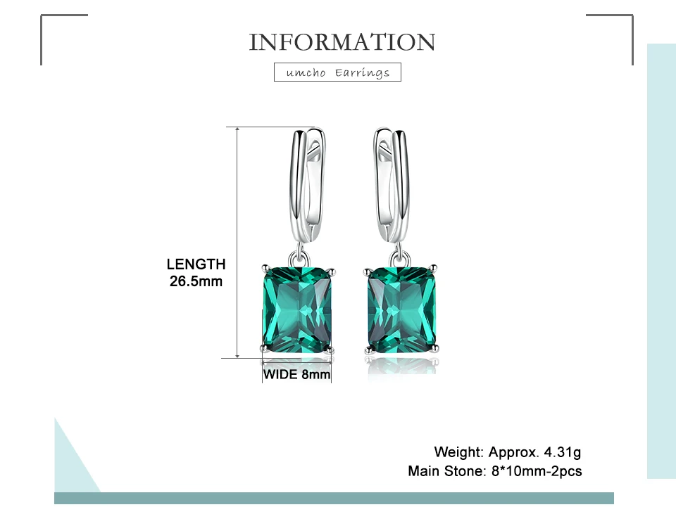 UMCHO   Emerald  earring for women EUJ094E-1-pc (2)