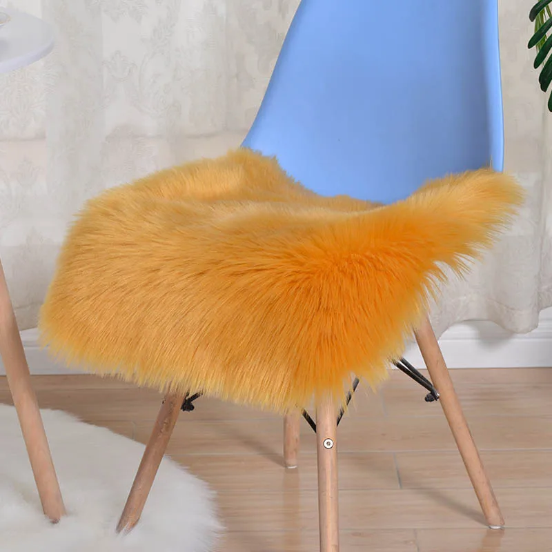 Карамельный цвет меха Подушка для дивана кресло сидение офисного стула красный искусственная шерсть стул, стол матрас - Цвет: 7