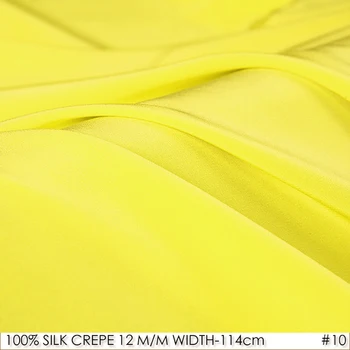 

SILK CREPE DE CHINE 114cm width 12momme/100% Natural Silk Fabric/Apparel Sewing Fabric for Evening Dress-No.10 Bright Yellow