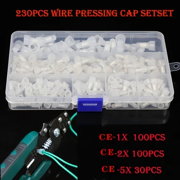 

230Pcs Crimp Caps Terminals Pressure Line Cap Electrical Wire Connectors Wiring Connector Cap Closed Terminal Splice suit